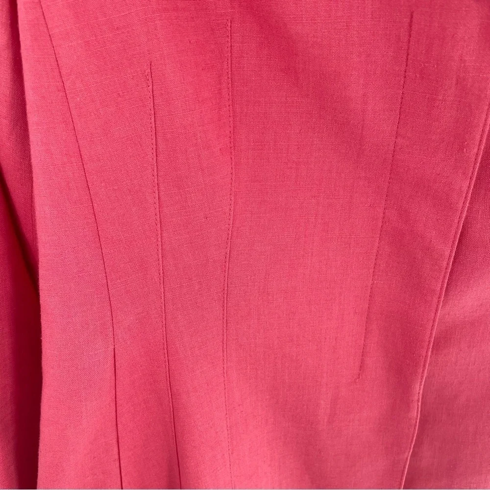 Talbots Vintage Coral Linen Stretch Blend Fully Lined Hidden Button Blazer Work